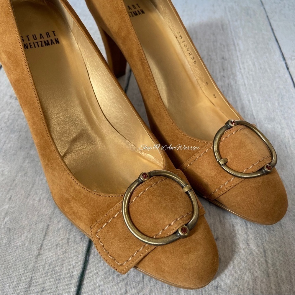 Stuart Weitzman *RARE* NIB caramel suede buckle pumps *shop@iamwarrior - Picture 4 of 12
